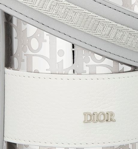 dior 水瓶|Dior Aqua 水樽連肩帶 灰白色顆粒小牛皮及 Dior Oblique 不鏽鋼.